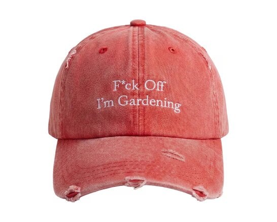 Brams Fruit F*ck Off I'm Gardening Cap Distressed Red FW26 2601