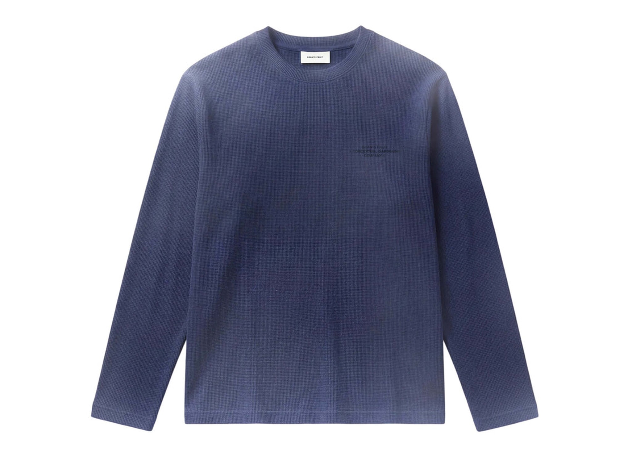 Brams Fruit Stamp Waffle Longsleeve Washed Midnight Blue FW26 2080