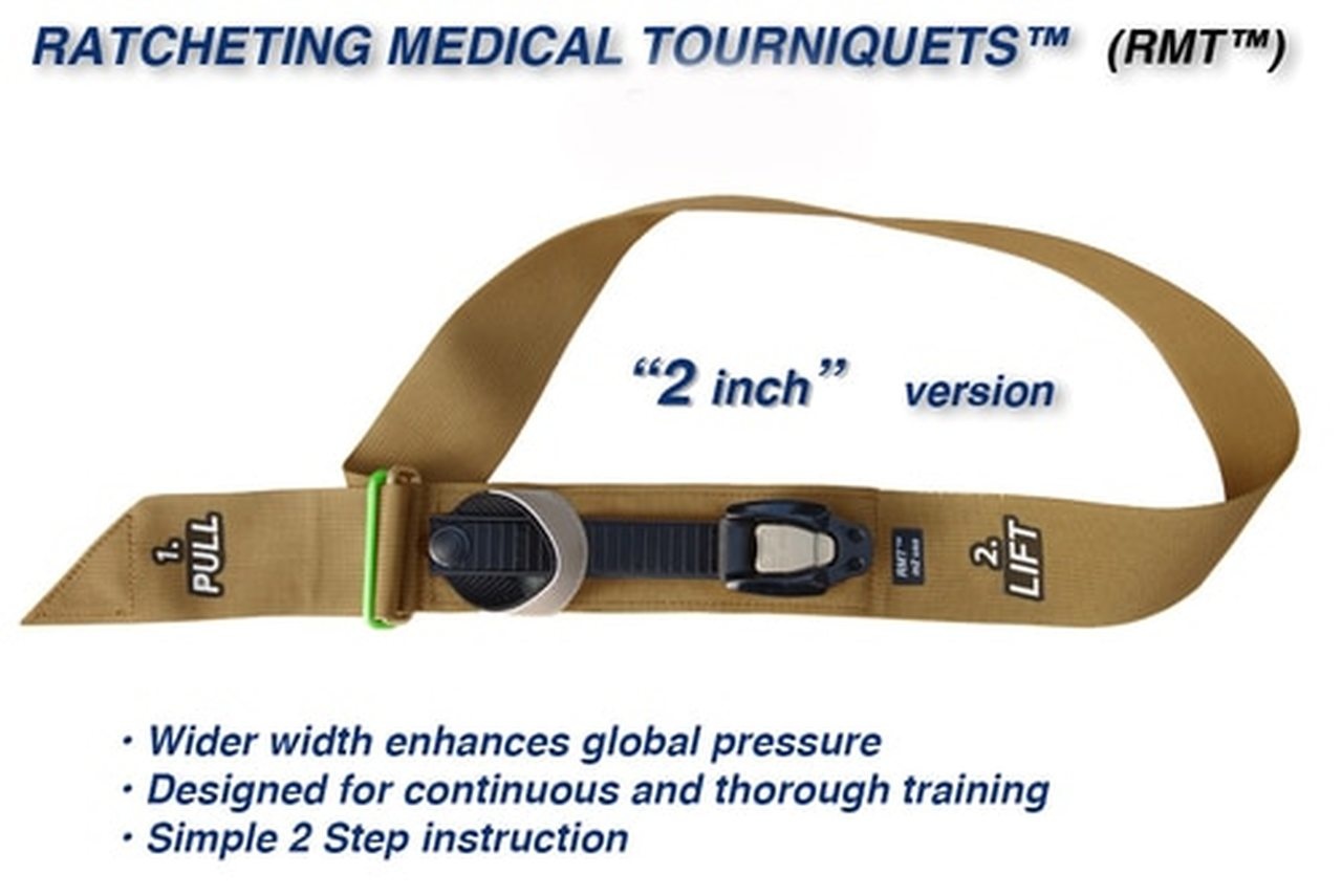 Ratcheting Medical Tourniquet® (RMT) – WIDE 2″/50mm Tan