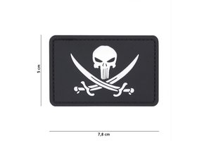 Punisher Pirate PVC Patch Black White