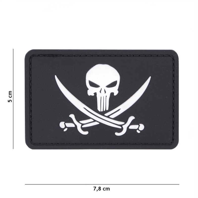 Punisher Pirate PVC Patch Black White