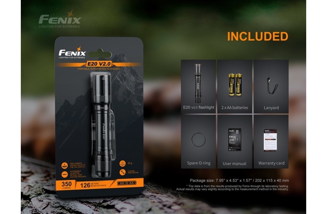 E20 V2.0 Flashlight (350 lumen) incl. AA Batteries