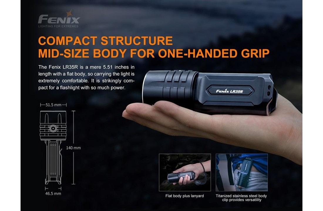 LR35R Flashlight (10.000 lumen) incl Batteries