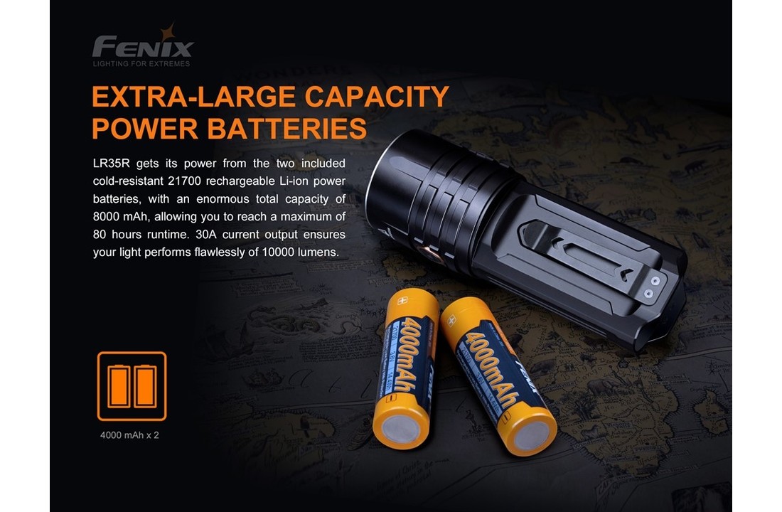 LR35R Zaklamp / Flashlight (10.000 lumen) incl. Batteries