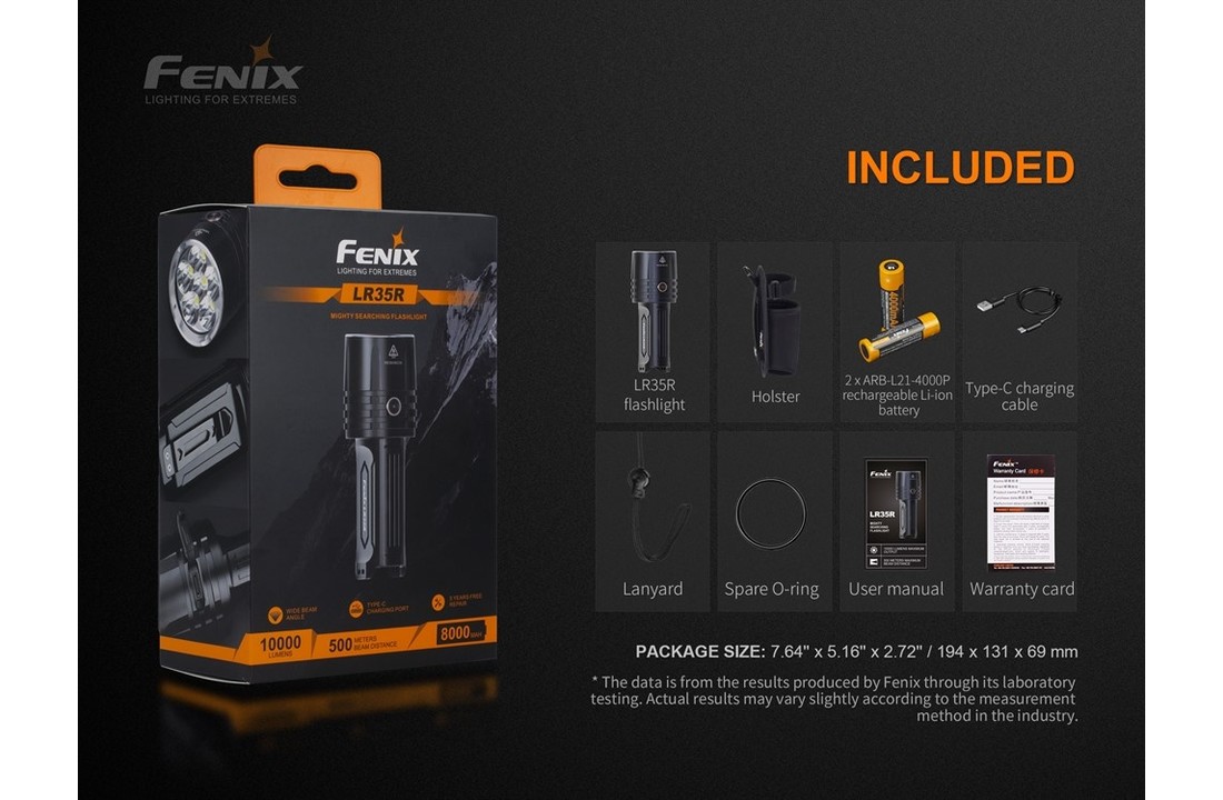 LR35R Zaklamp (10.000 lumen) incl. Accu's