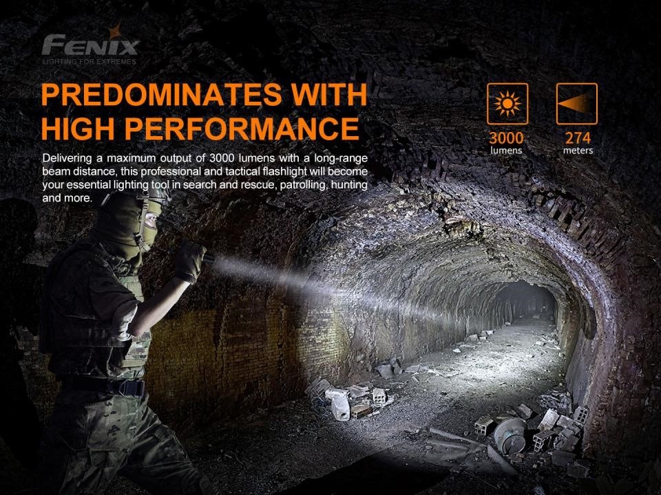 PD36TAC Zaklamp / Flashlight (3000 lumen) Incl. Accu