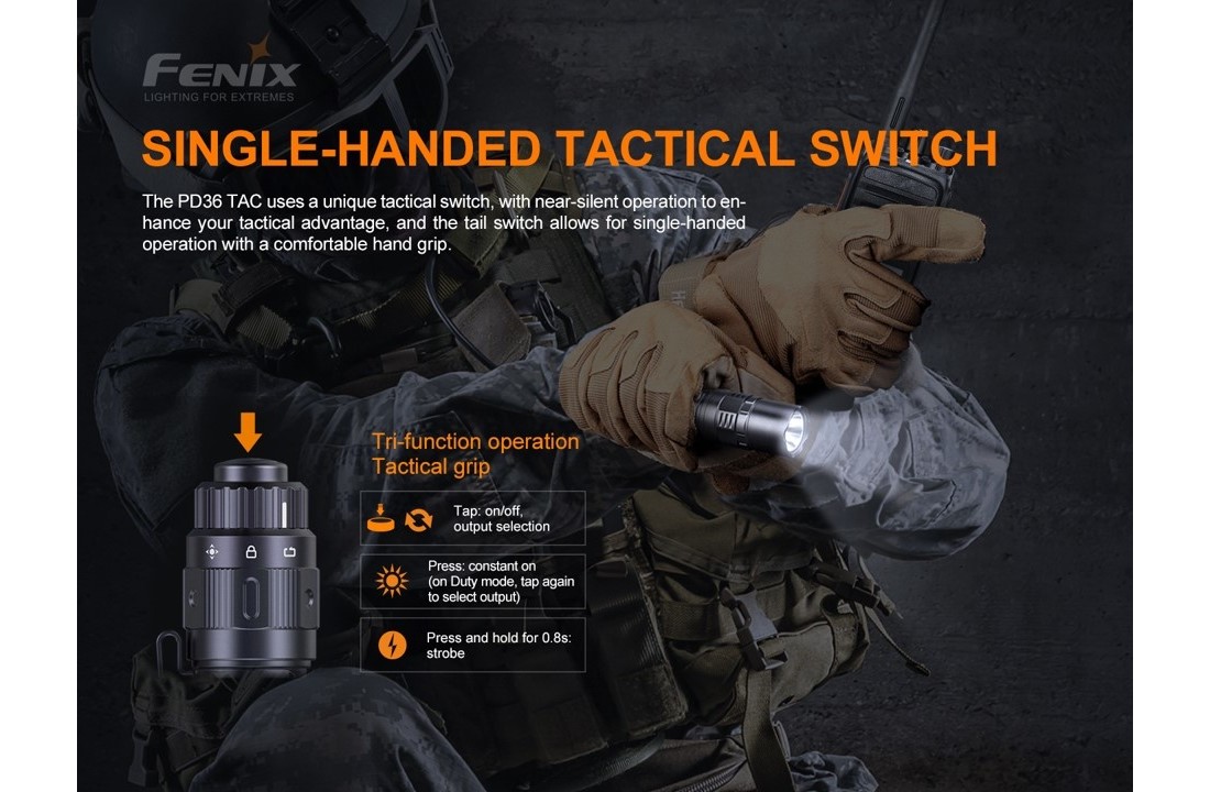 PD36 TAC Zaklamp/Taclight (3000 lumen) incl. Battery
