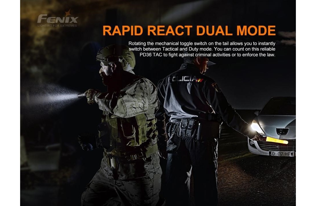 PD36 TAC Zaklamp/Taclight (3000 lumen) incl. Battery