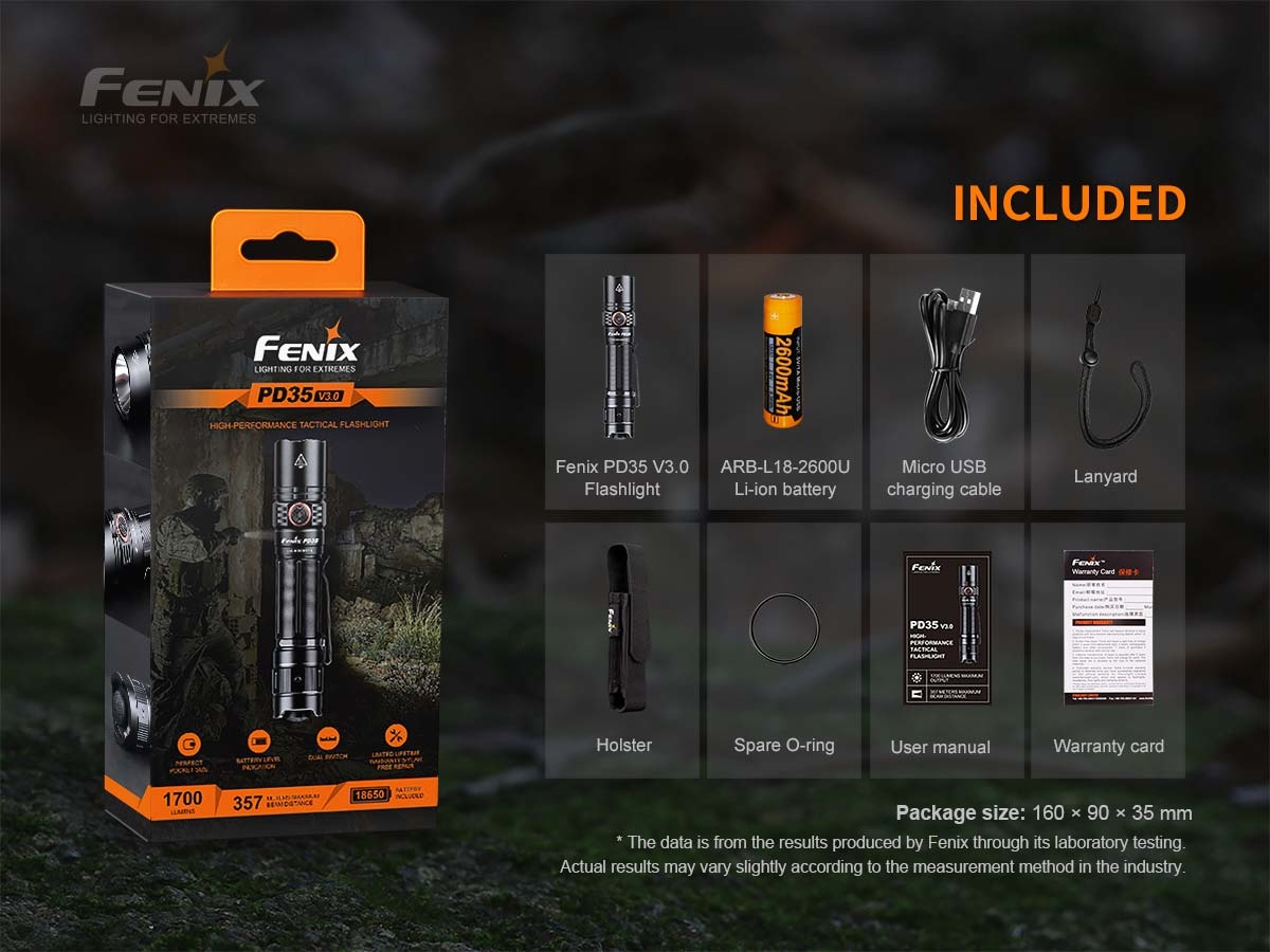 PD35 V3.0 Zaklamp / Flashlight (1700 lumen) incl. Accu