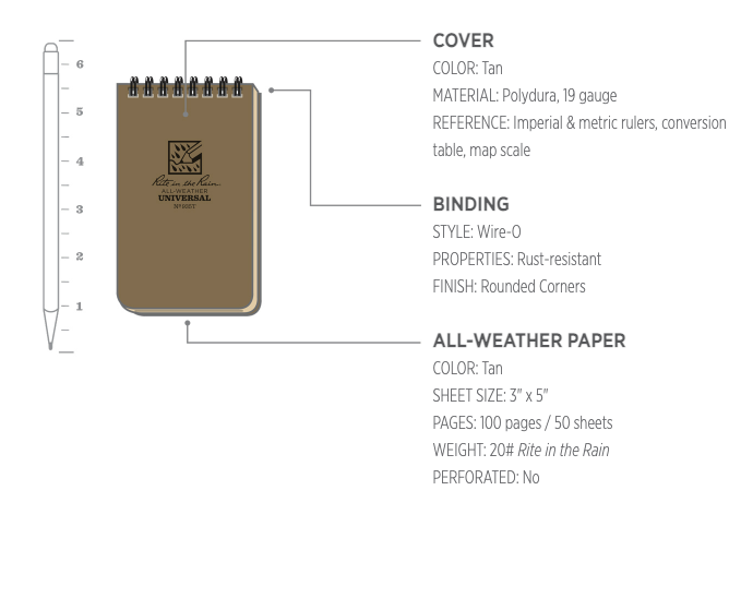 Top-Spiraal Notebook 3x5" Tan