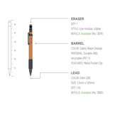 Mechanical Clicker Pencil 1.3 Orange