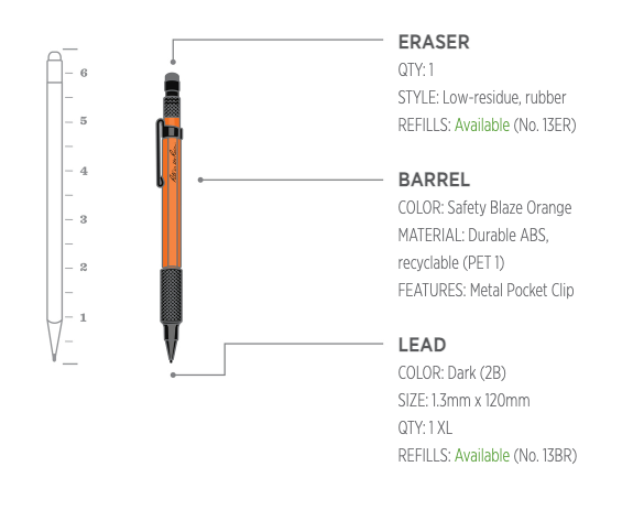 Mechanical Clicker Pencil 1.3 Orange