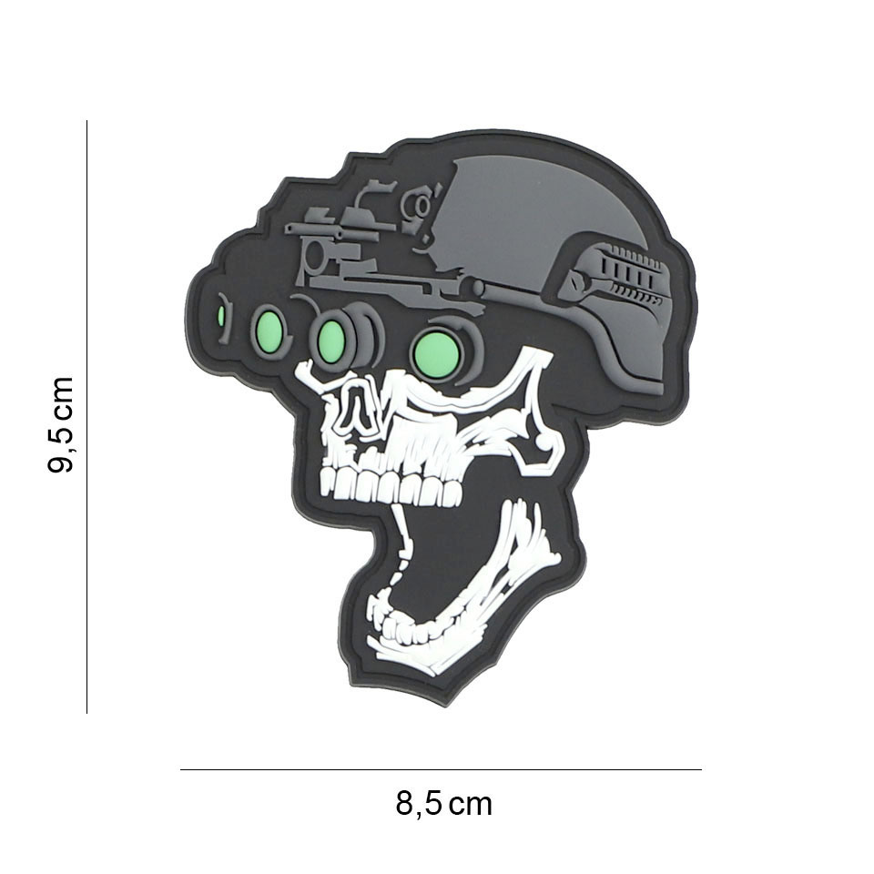 Night Vision Skull PVC Patch White GearPoint