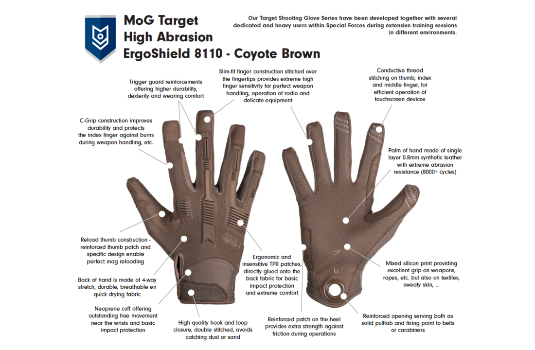 8110C - TARGET High Abrasion ErgoShield Gloves Coyote