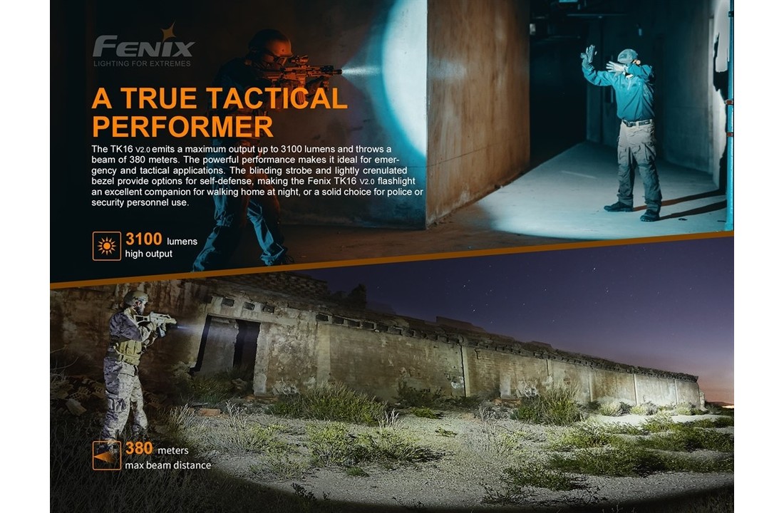 TK16 V2.0 Zaklamp / Flashlight (3100 lumen) incl. Accu