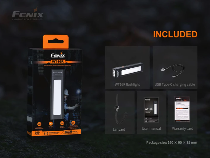 WT16R Rechargable Magnetic Flashlight (300 lumen)