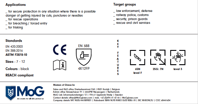 MOG Master of Gloves Guide CPN 6505 - Guanti antitaglio in pelle con rete  metallica e protezione antiurto TPR per forze di sicurezza, pollici, polizia