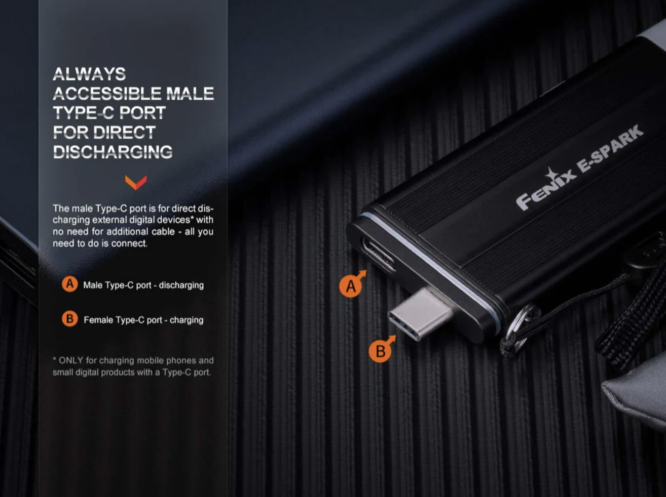 E-SPARK Keychain Flashlight & Powerbank (100 lumen)