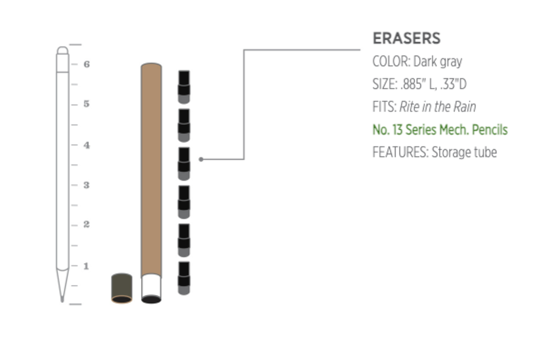 Mechanical Clicker Pencil Eraser Refills (6-pack)