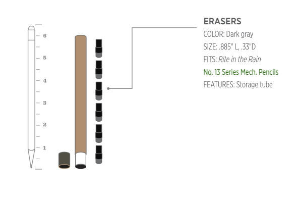 Mechanical Clicker Pencil Eraser Refills (6-pack)