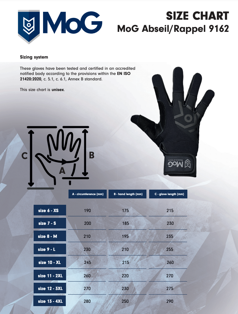 9162 - Abseil / Rappel Gloves Black