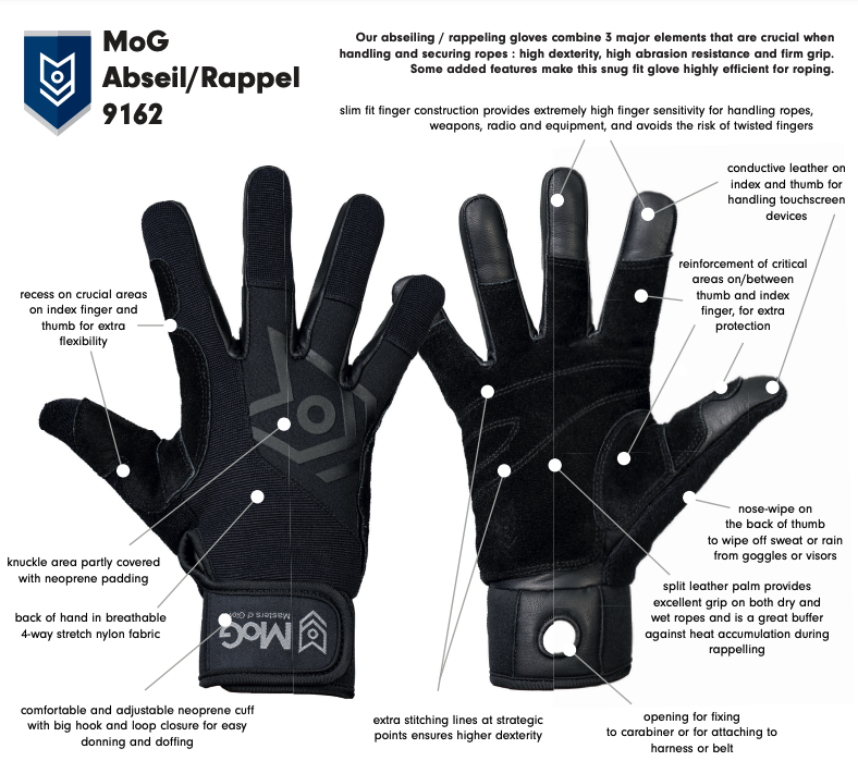 9162 - Abseil / Rappel Gloves Black