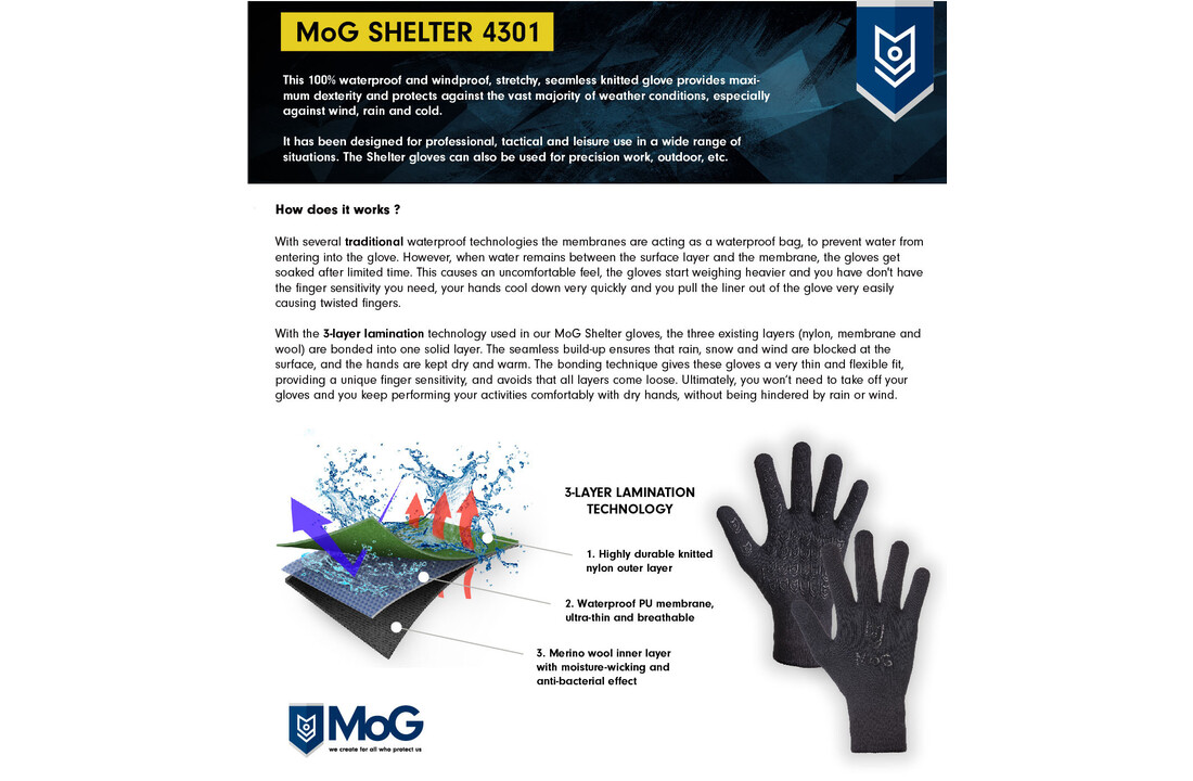 4301 - Shelter TOUCH 100% WP Merino Gloves