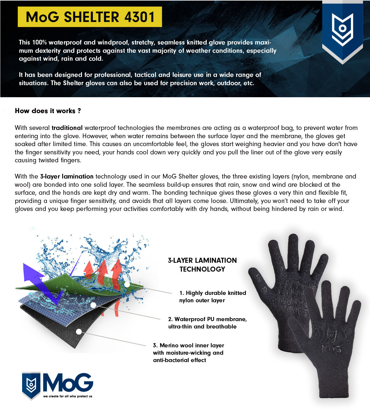 4301 - Shelter TOUCH 100% WP Merino Gloves