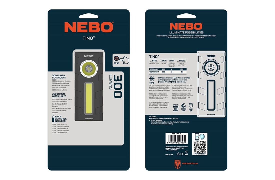 TiNO Pocket Light 300 lumen Grey