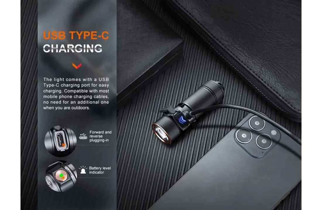 E18R V2.0 Mini Zaklamp / Flashlight (1200 lumen) incl. Accu