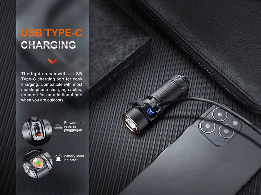 E18R V2.0 Mini Zaklamp / Flashlight (1200 lumen) incl. Accu