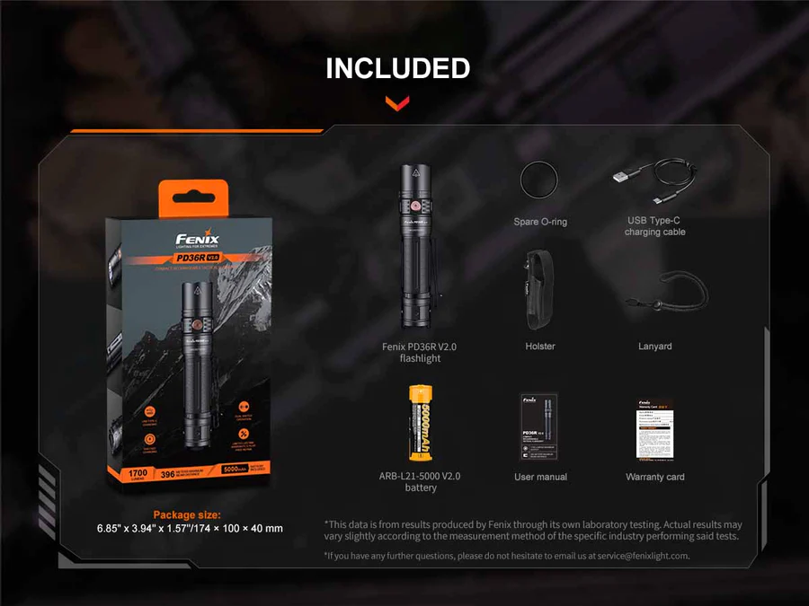 PD36R V2.0 Zaklamp / Flashlight (1700 lumen) incl. Accu