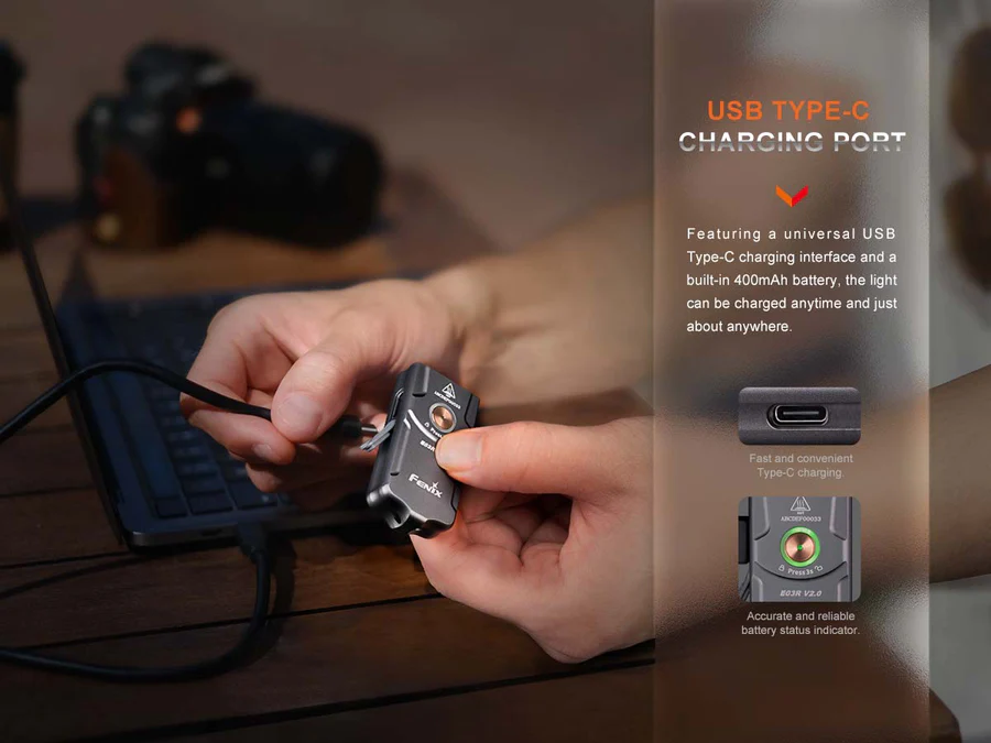 E03R V2.0 Mini Zaklamp / Flashlight (500 lumen) incl. Accu