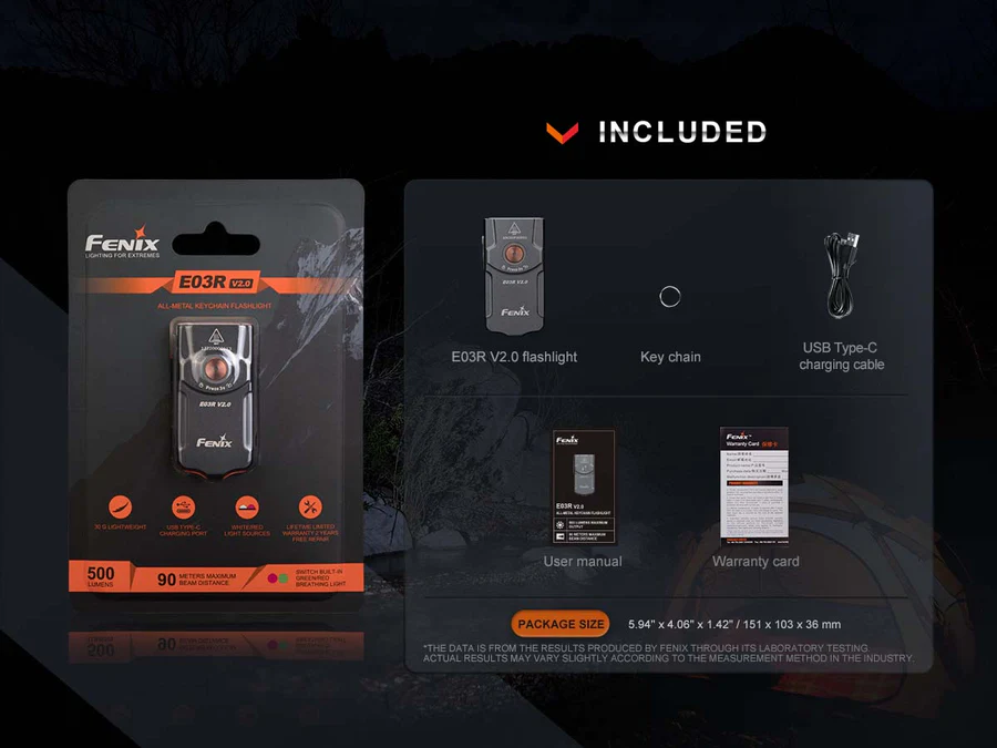 E03R V2.0 Mini Zaklamp / Flashlight (500 lumen) incl. Accu