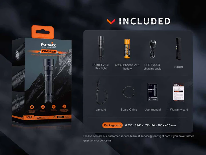 PD40R V3.0 Zaklamp / Flashlight (3000 lumen) incl. Accu