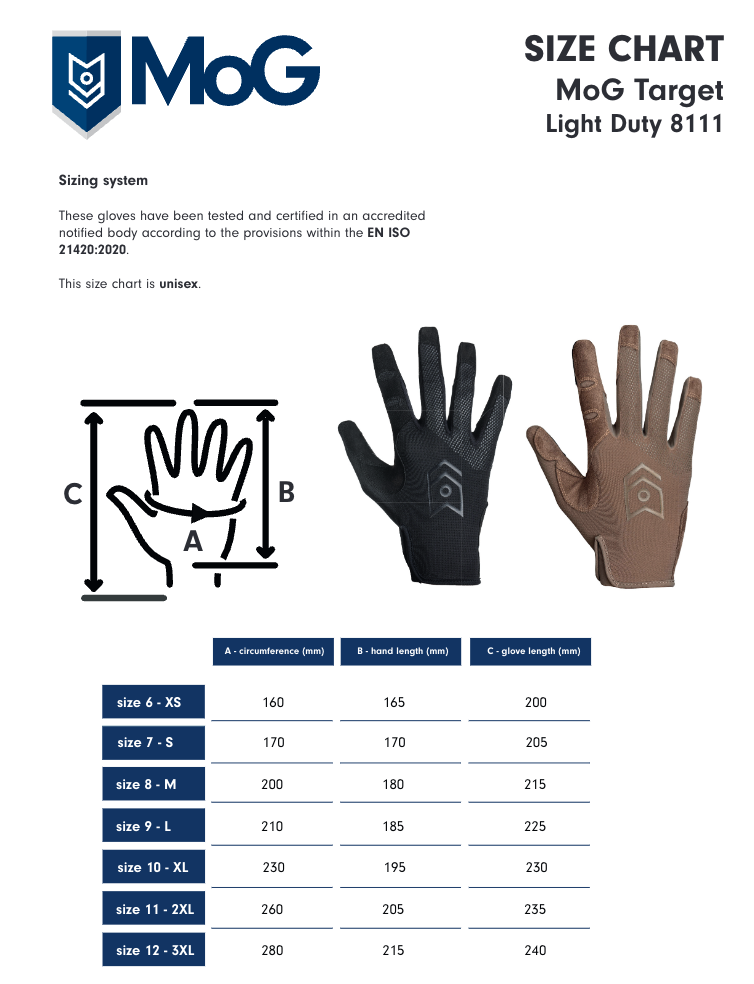 8111W - TARGET Light Duty Gloves Wolf Grey