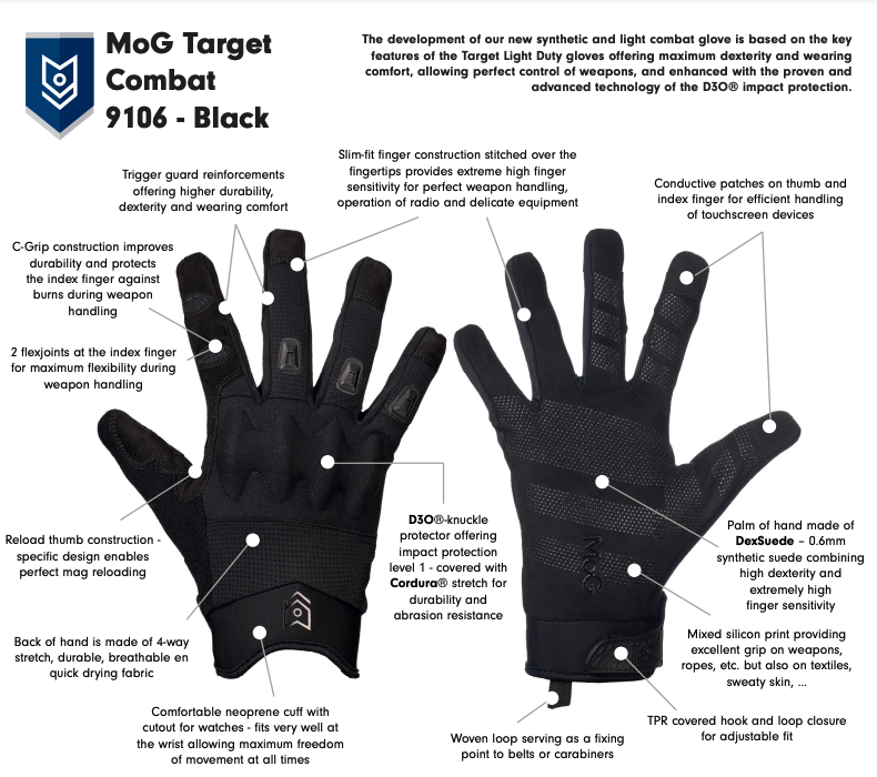 9106B - TARGET Combat Gloves Black