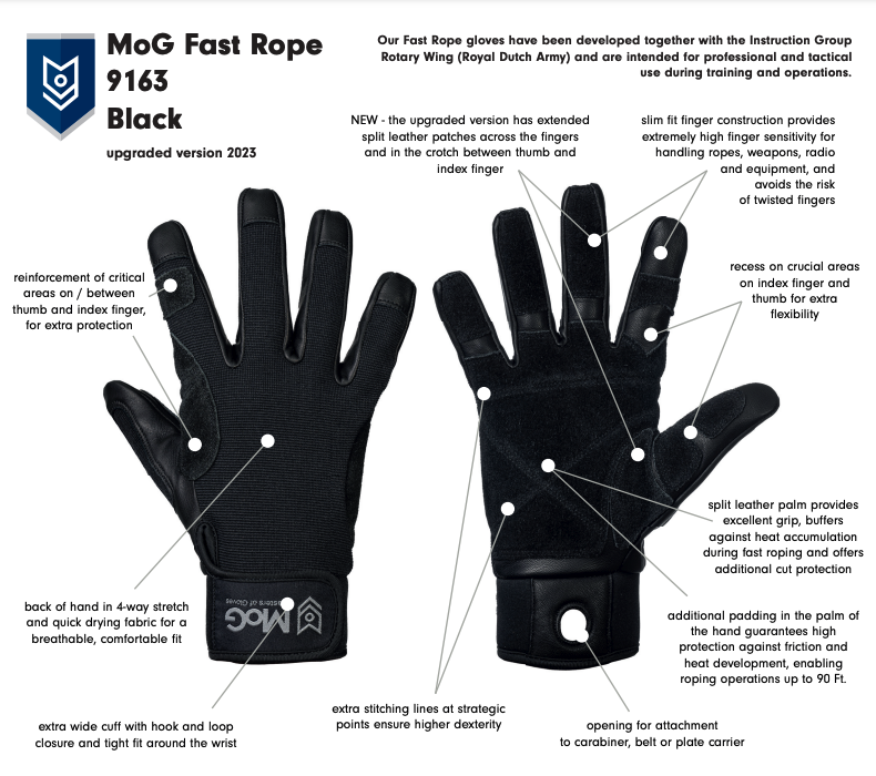 9163B - FAST ROPE Gloves Black
