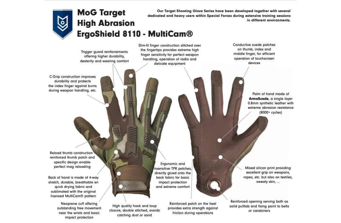 8110M - TARGET High Abrasion ErgoShield Gloves MultiCam