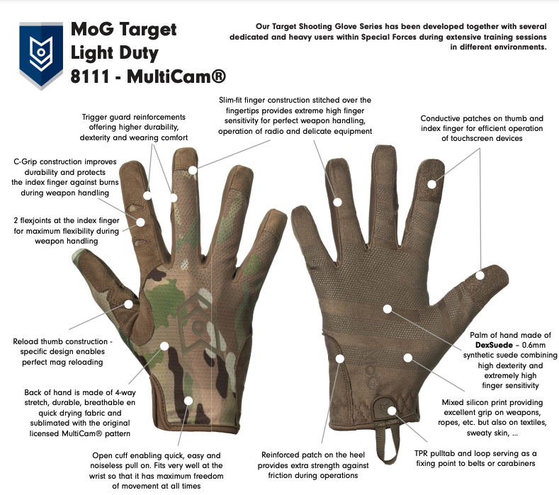 8111M - TARGET Light Duty Gloves MultiCam