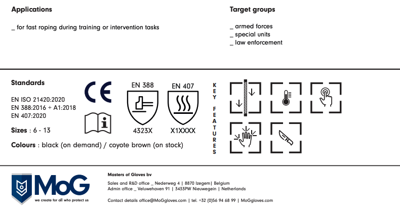 9165C - FAST ROPE TACTICAL Gloves Coyote