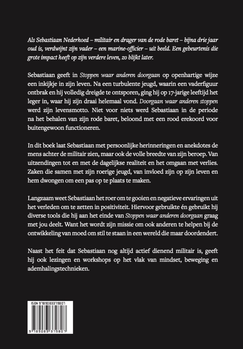 Boek "Stoppen Waar Anderen Doorgaan"