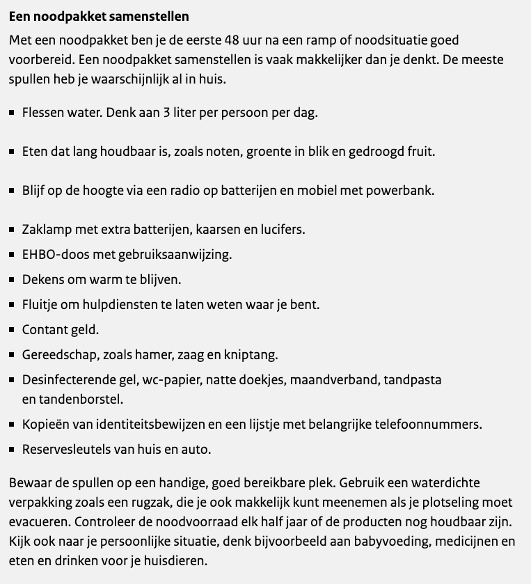 Emergency Pack Packing List