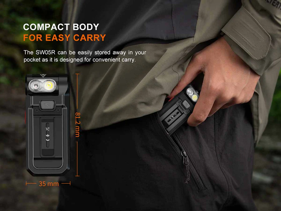 SW05R-RED Rechargable Clip-On Flashlight (150 lumen)