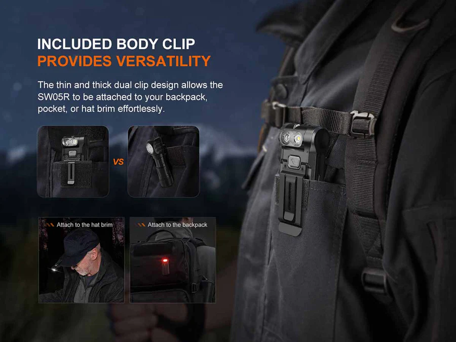 SW05R-RED Rechargable Clip-On Flashlight (150 lumen)