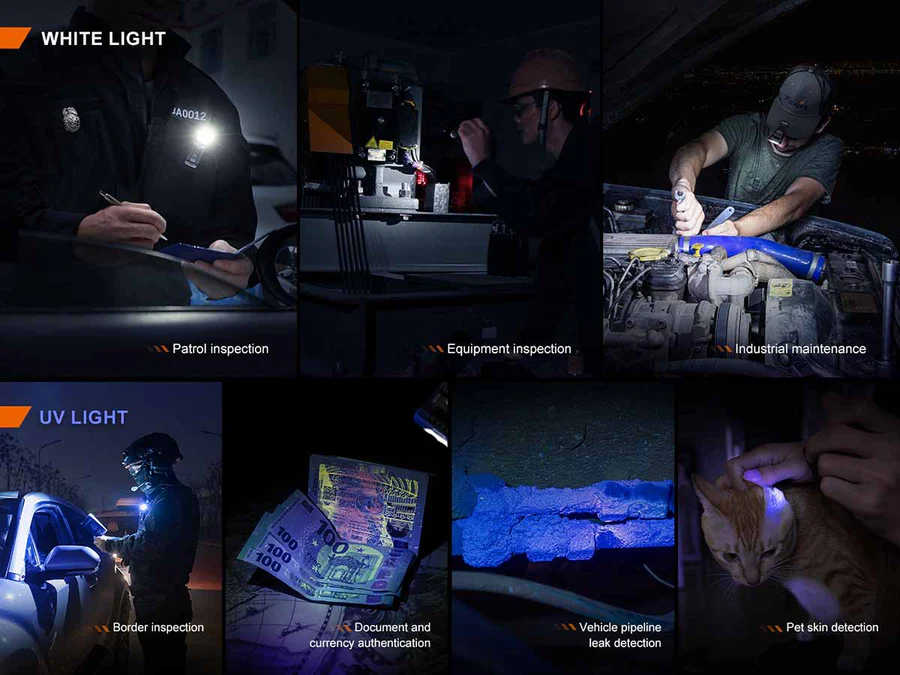 SW05R-UV Rechargable Clip-On UV Flashlight (150 lumen)