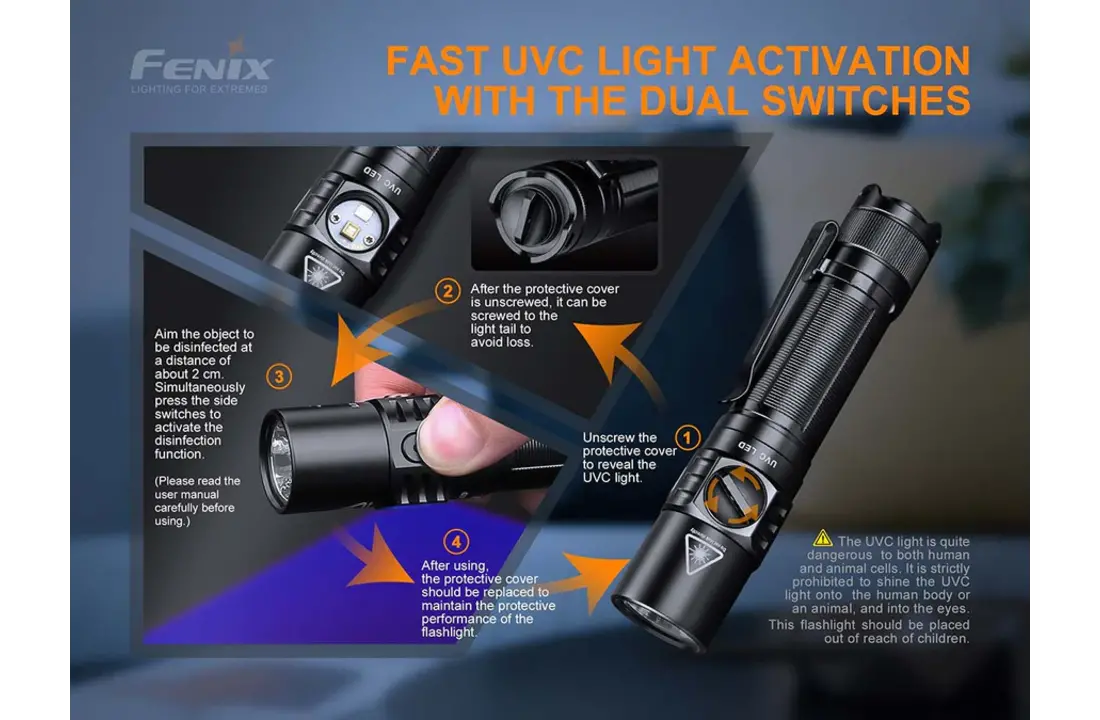 LD32 UVC Zaklamp / Flashlight UV (1200 lumen)