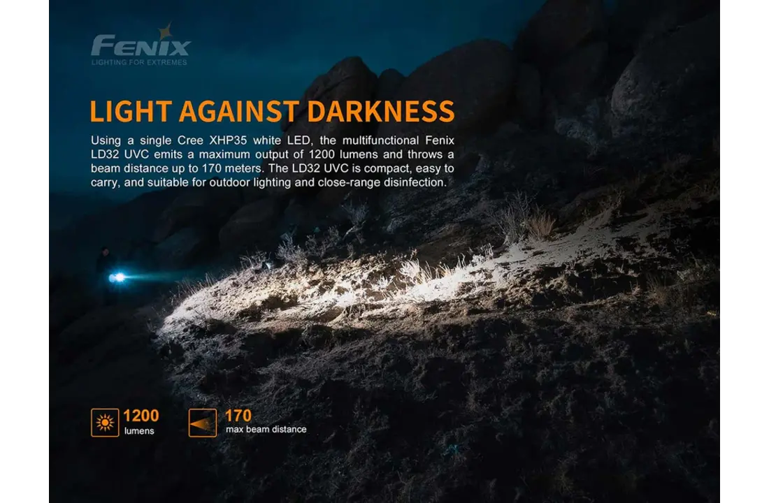 LD32 UVC Zaklamp / Flashlight UV (1200 lumen)