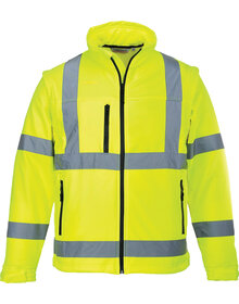 Portwest S428 Oranje of Gele Hi-Vis Soft shell jas met afritsbare mouwen