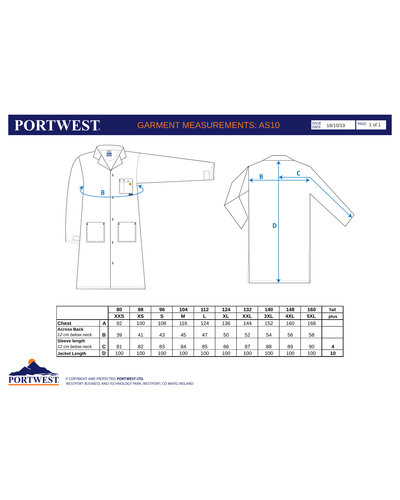 Portwest AS10 Antistatische Lange Stofjas